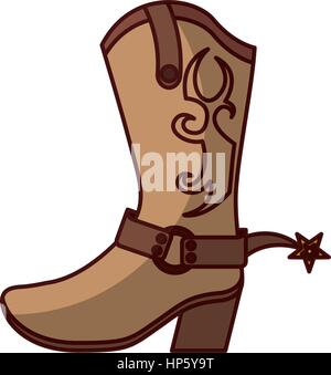 Cowboy boot Icona cassoncino di pulizia illustrazione vettoriale design Illustrazione Vettoriale