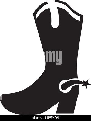 Cowboy boot Icona cassoncino di pulizia illustrazione vettoriale design Illustrazione Vettoriale