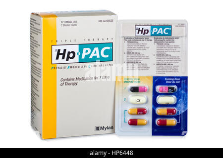 Helicobacter Pylori trattamento antibiotico, compresse capsule per H.Pylori Foto Stock