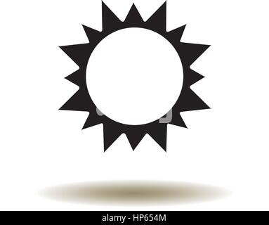 Illustrazione vettoriale di una icona di Sun in bianco e nero Illustrazione Vettoriale