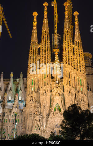 Cattedrale Sagrada Familia design by Antoni Gaudi, Barcellona, in Catalogna, Spagna Foto Stock