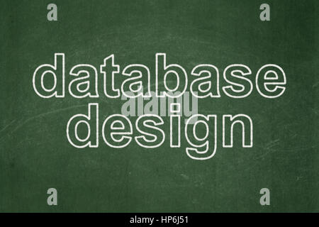 Il concetto di Software: testo la progettazione di database sulla lavagna verde sullo sfondo Foto Stock