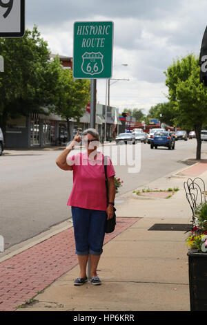 Segno sul percorso 66 in Amarillo, Texas Foto Stock