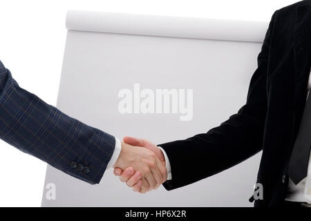 Handschlag zwischen Geschaeftspartnern - stretta di mano tra i partner aziendali Foto Stock