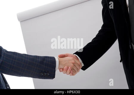 Handschlag zwischen Geschaeftspartnern - stretta di mano tra i partner aziendali Foto Stock