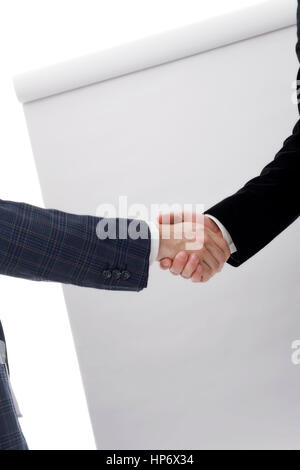 Handschlag zwischen Geschaeftspartnern - stretta di mano tra i partner aziendali Foto Stock