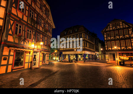 Centro storico della città di Schmalkalden, Germania Foto Stock