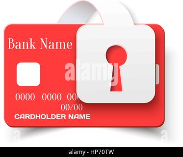 Carta di Credito i pagamenti online Protezione concetto Icona, vettore del modello di progettazione Illustrazione Vettoriale