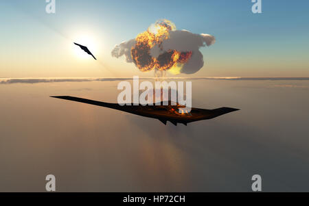 Northrop Grumman B-2 Spirito bombardieri stealth in azione Foto Stock