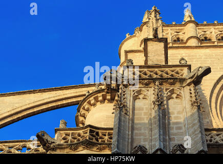 Cattedrale di Siviglia (o la Cattedrale di Santa Maria del vedere) vista dall'alto sul cielo dello sfondo. Costruire in 1402-1506. Foto Stock