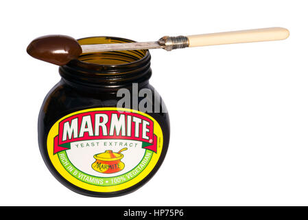 Aprire il vaso di marmite, tagliate o isolata contro uno sfondo bianco. Foto Stock