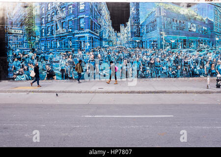 Logan Hick's 'Storia della mia vita' Bowery murale a angolo di East Houston Street e Bowery, Manhattan, New York, Stati Uniti d'America Foto Stock