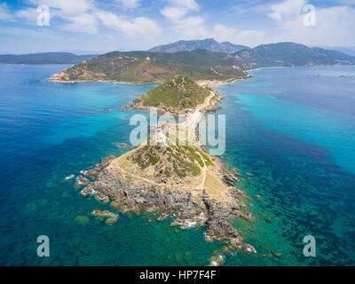 Vista aerea di sanguinarie isole sanguinario in Corsica, Francia Foto Stock