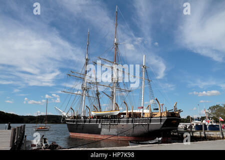 Il Charles W. Morgan nave baleniera in Mystic Seaport in Mystic, Connecticut, Stati Uniti. Foto Stock