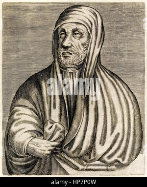 Avicenna o Ibn Sina (c.980-1037) polymath persiano chi è enciclopedia di medicina "il canone della medicina" è stato il lavoro autorevole sulla medicina per tutto il medioevo. Incisione da "Vero ritratti…" da André Thévet pubblicato nel 1584. Foto Stock