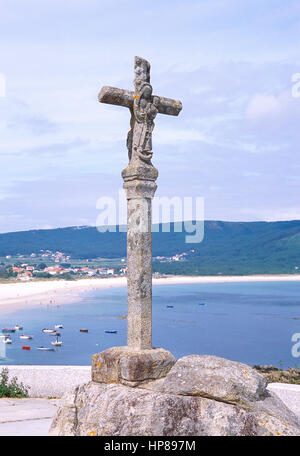 E Cruceiro Langosteira beach. Finisterre, La Coruña provinc, Galizia, Spagna. Foto Stock