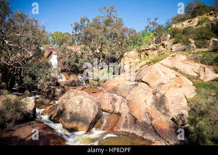 Una vista del Parco Nazionale cade dalla parte inferiore della piattaforma di visualizzazione, John Forrest national park, Australia occidentale Foto Stock