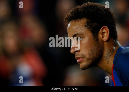 Barcellona, Spagna. 19 Feb, 2017. Barcellona è Neymar guarda su durante la prima divisione spagnola partita di calcio contro Leganes allo stadio Camp Nou a Barcellona, Spagna, Feb 19, 2017. Barcellona ha vinto 2-1. Credito: Pau Barrena/Xinhua/Alamy Live News Foto Stock