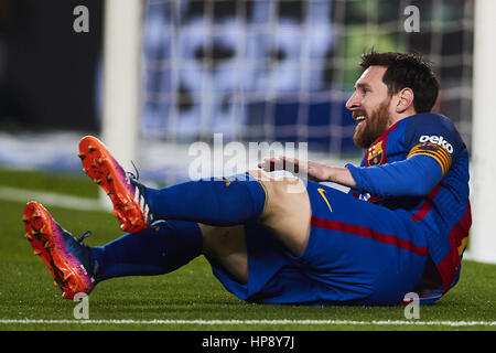 Barcellona, Spagna. 19 Feb, 2017. Lionel Messi (FC Barcelona), durante la Liga partita di calcio tra FC Barcelona e CD Leganes, allo stadio Camp Nou a Barcellona, Spagna, domenica 19 febbraio, 2017. Foto: S.Lau Credito: dpa/Alamy Live News Foto Stock