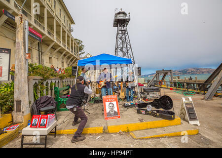 San Francisco, California, Stati Uniti - Agosto 14, 2016: show all'Alcatraz sally porto di William G. Baker, Alcatraz ex detenuto negli anni cinquanta. Atto di citazione Foto Stock