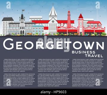 Georgetown skyline con edifici grigi, blu cielo e spazio copia. illustrazione vettoriale. viaggi di affari e di turismo con il concetto di architettura moderna. Illustrazione Vettoriale