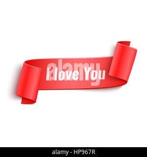 Vettore 3d rosso carta curvo Banner con Ti Amo testo Illustrazione Vettoriale