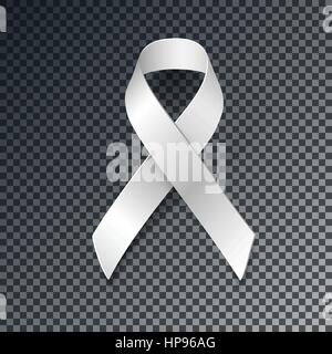 White Ribbon Alliance per una maternità sicura, con le ombre trasparenti isolato su sfondo scuro, vettore elemento di design. Illustrazione Vettoriale