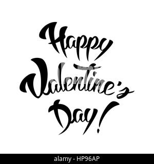 Felice il giorno di San Valentino scritte a mano elemento di design, mano calligrafia, isolati su sfondo bianco Illustrazione Vettoriale