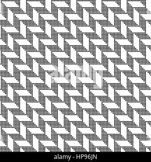 Modello senza giunture. Pixel classica texture con piccole piazze in forma di zig-zag. Ripetizione di forme geometriche, parallelogrammi, piazze. Monocromatico. Illustrazione Vettoriale