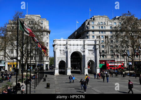Marble Arch, Oxford Street, City of Westminster, Londra, Foto Stock
