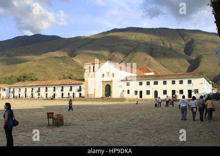 Plaza Mayor, Villa de Leyva, Colombia Foto Stock