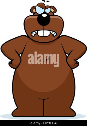 Un arrabbiato cartoon gopher accigliata e guardando sconvolto. Illustrazione Vettoriale