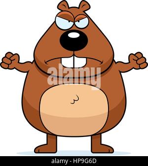 Un arrabbiato cartoon beaver accigliata e guardando sconvolto. Illustrazione Vettoriale