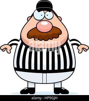 Un felice cartoon arbitro di sport con un baffi. Illustrazione Vettoriale