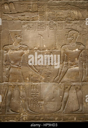 Altaegyptisches figurenrelief mit hieroglyphen, Luxor, aegypten ha Foto Stock