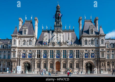 Facciata del municipio. Hotel de Ville, Parigi, Francia, Europa Foto Stock