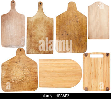 Impostare di nuovo e usato il taglio di pannelli isolati su sfondo bianco Foto Stock