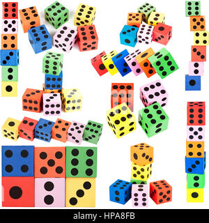 Dimensione grande raccolta di schiuma colorata piastrine isolate su sfondo bianco Foto Stock