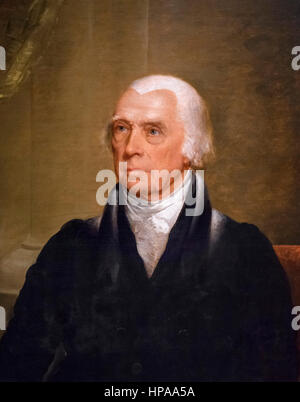 James Madison. Ritratto del quarto presidente americano James Madison (1751-1836) da Chester Harding, olio su tela, c.1829-30 Foto Stock