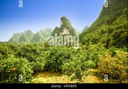 Paesaggio carsico in yangshuo cina Foto Stock