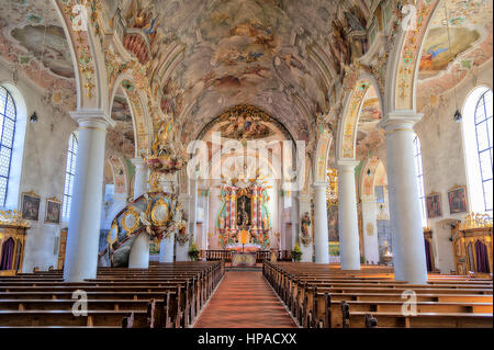 Chiesa parrocchiale di San Gallus e Ulrich, Kißlegg, Baden-Württemberg, Germania Foto Stock