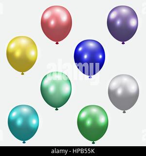 Set di palloncini di festa. Realistico, colorato, colorato. Isolato sfondo bianco. illustrazione Illustrazione Vettoriale