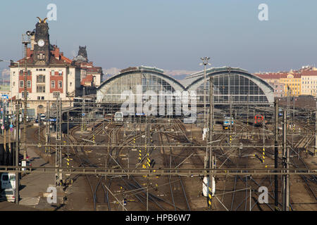 Praga stazione ferroviaria in Repubblica Ceca Foto Stock