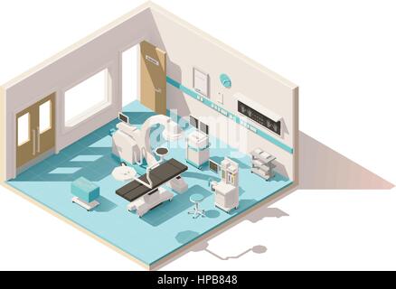 Vettore bassa isometrica poli in sala operatoria Illustrazione Vettoriale