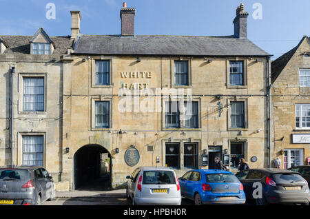 White Hart Hotel e pub in Stow-su-il-Wold in Cotswolds Foto Stock