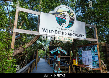 Florida Upper Key Largo Florida Keys, Florida Keys Center, centro, riserva naturale degli uccelli Laura Quinn, rifugio, ingresso, insegna, donazione, passeggiata naturalistica, FL16122 Foto Stock