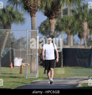 Ichiro Suzuki (Marlins), 17 febbraio 2017 - MLB : Miami Marlins spring training camp di baseball in Jupiter, Florida, Stati Uniti. (Foto di AFLO) Foto Stock