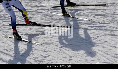 Lahti, Finlandia. Il 21 febbraio, 2017. Treno gli atleti nello stadio davanti alla sede dei Campionati del Mondo di Sci Nordico a Lahti, in Finlandia, 21 febbraio 2017. I Campionati del mondo gestito dal 22 febbraio al 05 marzo 2017. Foto: Hendrik Schmidt/dpa-Zentralbild/dpa/Alamy Live News Foto Stock