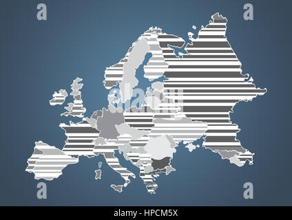 Paese di colore Mappa di Europa in colore grigio Foto Stock