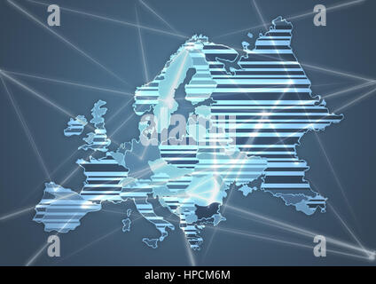 Paese di colore Mappa di Europa in colore grigio Foto Stock